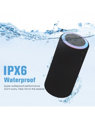 OEM custom brand logo IPX6 waterproof BT speaker TWS 360 surround super sound 7 color LED lights Portable  Fabric speaker