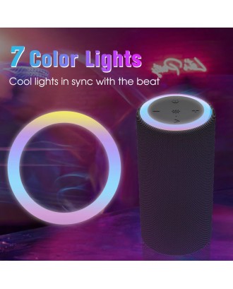 OEM custom brand logo IPX6 waterproof BT speaker TWS 360 surround super sound 7 color LED lights Portable  Fabric speaker